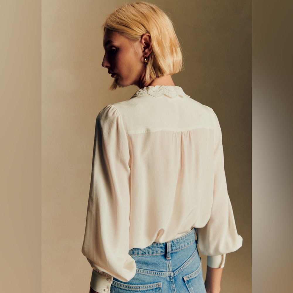 Sezane Cream Chlo silk blouse - Picture 4 of 6